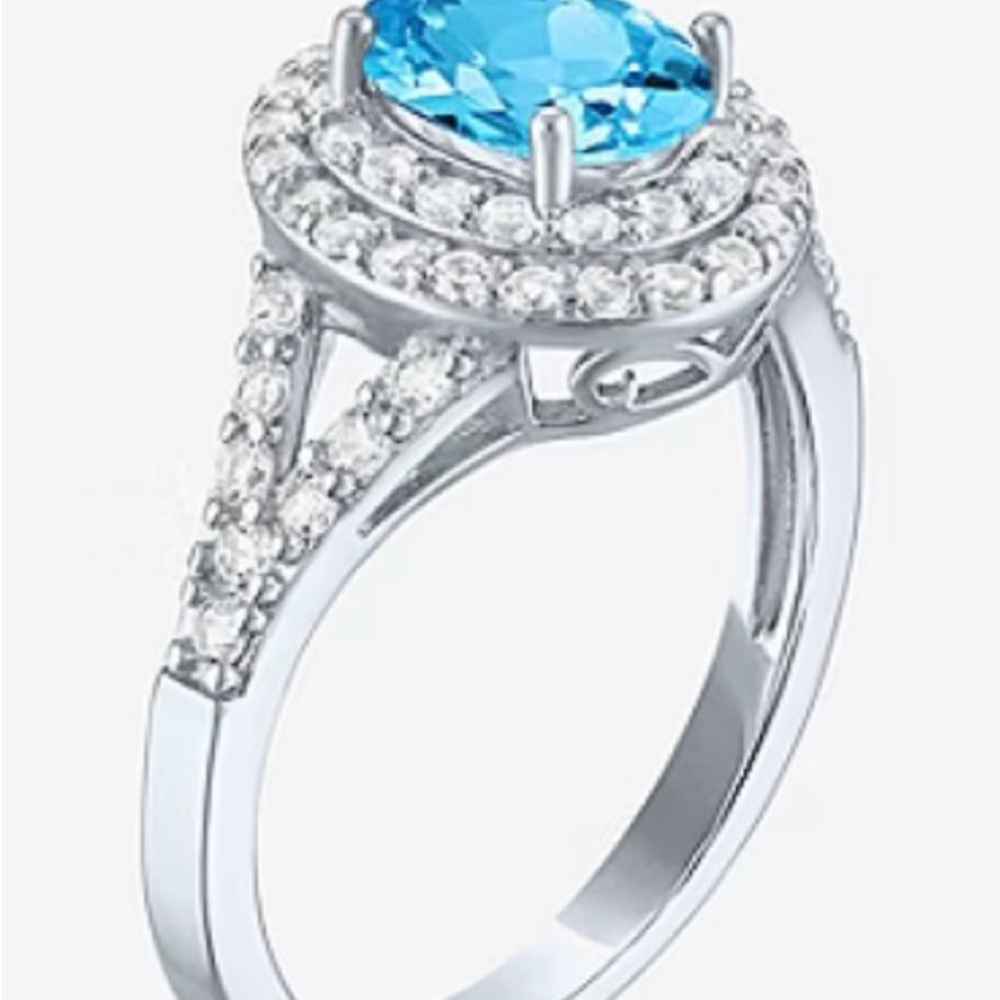 Blue Topaz Cocktail Ring 7 - Picture 3 of 13